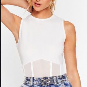 White Mesh Crop Top